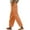 Orange, variant on Pull on Pants for Women, Comdrip Women Solid Straight Solid Elastic Pants Long Linen Women Waist Cotton Casual Slit Trouser Legs Pants Women's Pants Casual Brown L