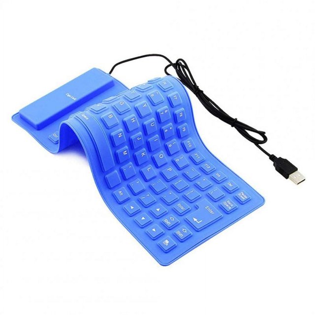 85-key Flexible Soft Silicone Keyboard Waterproof Dustproof Desktop Usb Roll Up Keyboard Blue
