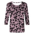 thumbnail image 4 of Camiseta de Cuello Redondo Impresa Casual para Mujeres con Mangas 3/4, Camiseta de Moda Casual de Longitud Media, 4 of 4