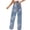 Blue, variant on Tqyyweavej Womens Ripped Blue Jeans Floral Wide Leg Stretchy Jeans Trousers Straight Leg Lounge Solid Color Denim Pants with Pockets