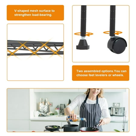 60x30x14 BestOffice 5-Shelf Wire Tier Layer Shelving 60x30x14 Storage Rack,Black