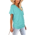 thumbnail image 6 of KLHDSF Womens Summer Tops Side Shirring V Neck Tee Short Sleeve Lightweight Casual Summer Top Turquoise XL, 6 of 6