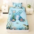 thumbnail image 3 of Erosebridal Ocean Style Kids Twin Sheet Sets,Cartoon Animal Monogrammed K Bedding For Kids 3 Pieces, 3 of 6