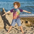 thumbnail image 3 of FORMRS Boys Rash Guard Short Sleeves Swim Shirt Quick Dry UPF 50+ Sun Protection, Sizes 3-12T, Green Colorful Circles, 3 of 6