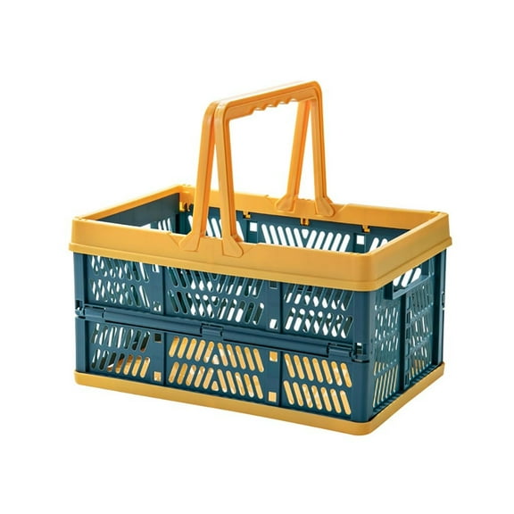 Collapsible Plastic Storage Crate, with Folding Handles, Perforated Wall, Durable, Versatile, Space-saving