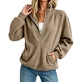 thumbnail image 4 of Ozmmyan Womens Corduroy Stand Collar Sweatshirt Half Zip Pullover Long Sleeve Raglan Top with Kangaroo Pocket Lightweight Fall Winter Casual Sweatshirt, 4 of 4