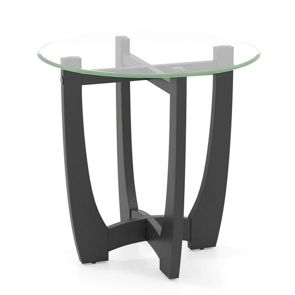 Sptwo | Glass Round End Table, 23.5" Sofa Side Table with Solid Rubber Wood Frame & Tempered Glass Tabletop, Cross Base, Modern Glass Coffee Table for Living Room, Bedroom, Apartment
