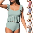 thumbnail image 3 of PUMISAS Sleeveless Swimsuits For Women Casual Loose Padded Wireless Swimwear Summer Bathing Suits With Adjustable Straps Round Neck Solid Color Bikini, 3 of 7