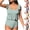 Black, variant on Women's Striped Ruffle Sleeve Two Piece Swimsuit Flounce Peplum Tankini Bathing Suit for Pool Beach