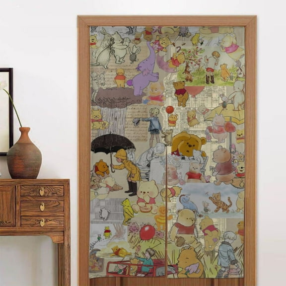 Winnie The Pooh Door Curtain for Doorway, Pattern Print Blackout Privacy Window Curtain, Room Divider Curtain Tapestry Home Decor, 34" W X 56" L