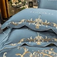 thumbnail image 4 of Juego de cama de estilo europeo de lujo de oro real bordado satén edredón doble, 4 of 5