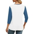 thumbnail image 4 of Plebaso 3/4 Length Sleeve Tops for Women Summer V Neck Color Block Casual Dressy Blouses Fall Tunic Shirts, 4 of 7