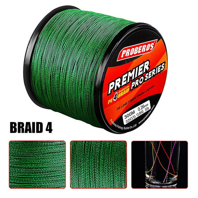 HiMONE Fil de Pêche en Nylon Ligne Tressée Solide 328yd-Superline Résistant à l'Abrasion Faible Mémoire Extra Fin Vert 5.0/50LB