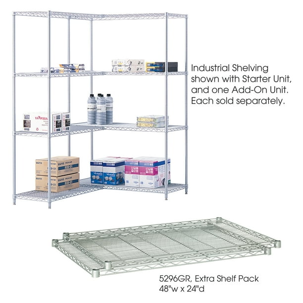 Industrial Wire Shelving, Extra Shelf Pack, 48 x 24" FinishGray, Qty. 2FinishGray Walmart