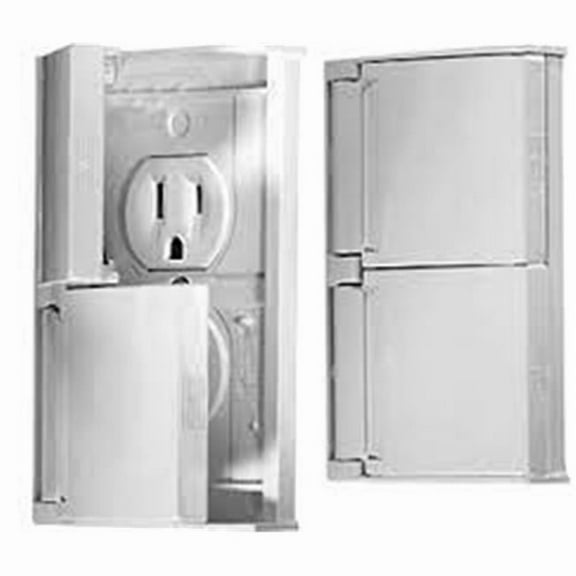 Weatherproof Gray Dual Outlet with Snap Cover-Plate