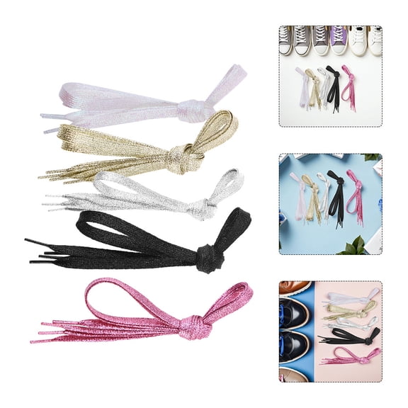 SEWCHICS 5-Pack Metallic Glitter Flat Replacement for Shoes, and Stylish Shoe Laces
