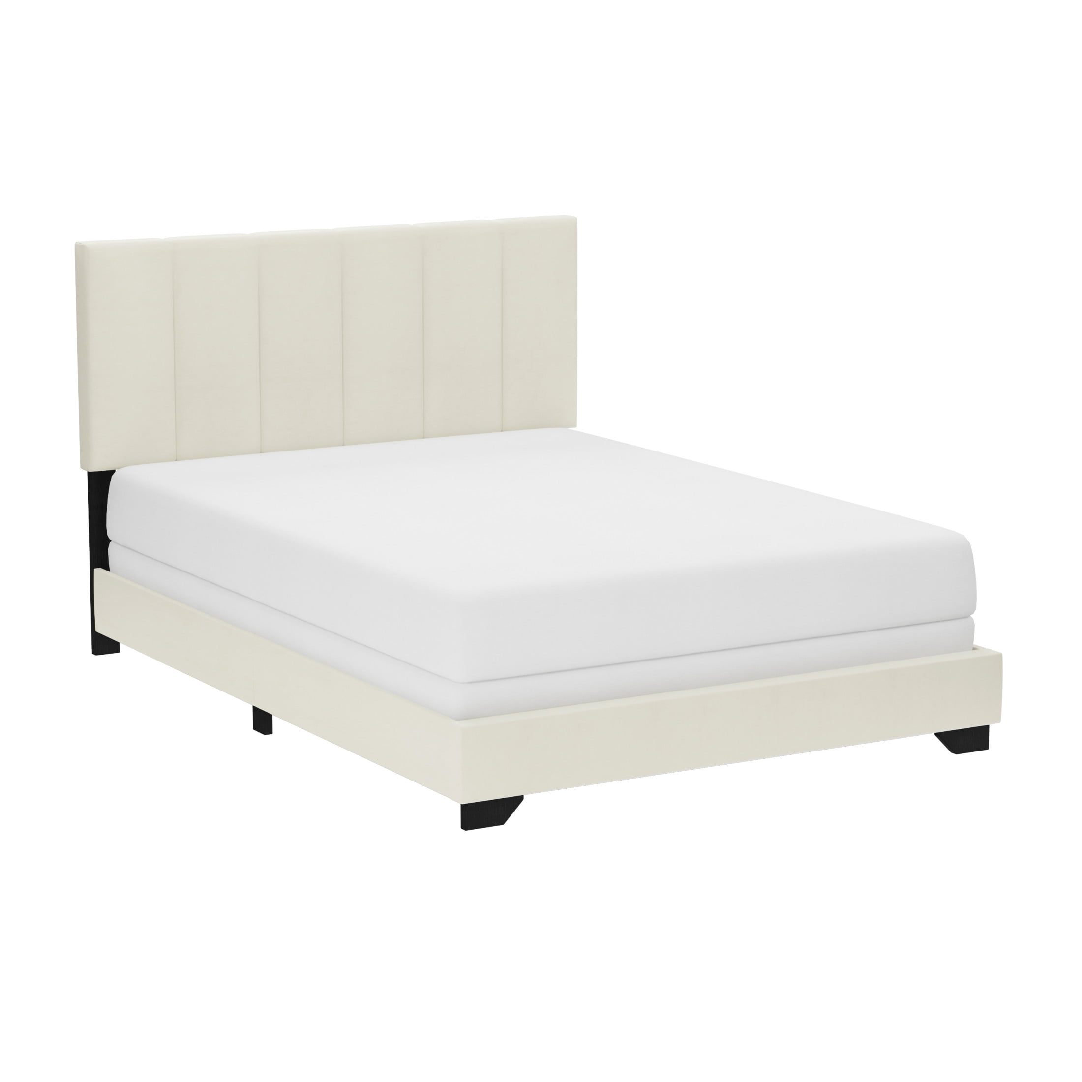 Reece Channel Stitched Upholstered Full Bed, Ivory, by Hillsdale Living Essentials