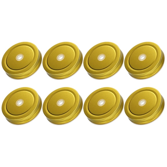8Pcs Mason Jar Canning Cap, 70mm Regular Mouth Tin Plate Caps Inserts, Gold