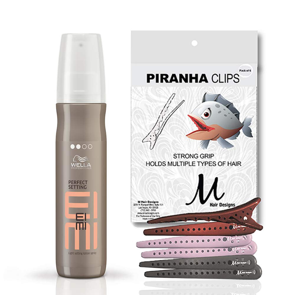 Wella EIMI Perfect Setting Blow Dry Lotion Hairspray  oz and M Hair  Designs Piranha Clips Assorted (Bundle - 2 items) 