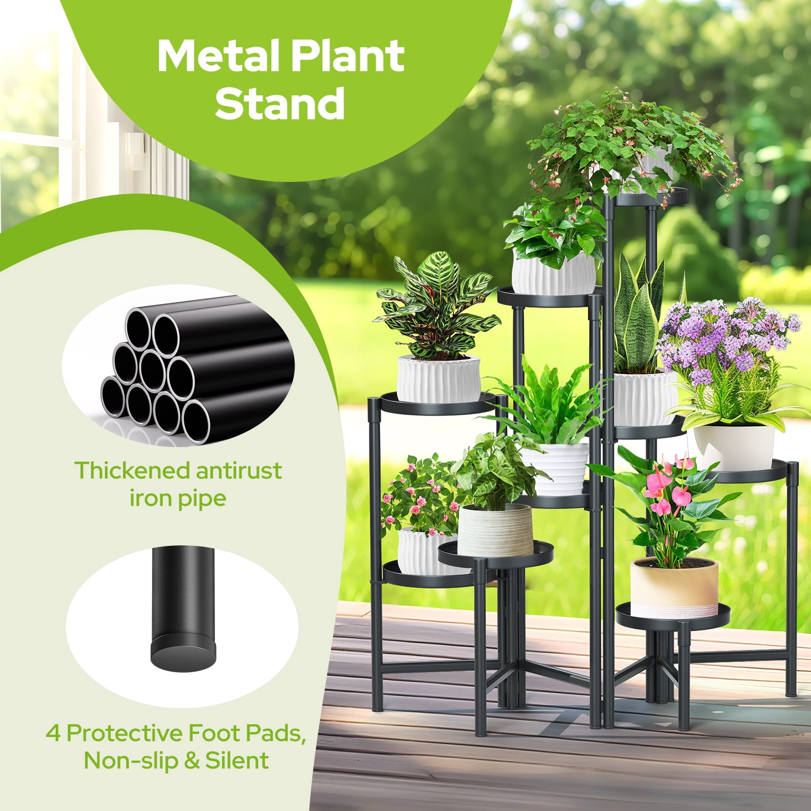 9 Tier Foldable Plant Stand Plant Shelf Outdoor Plant Stand Metal