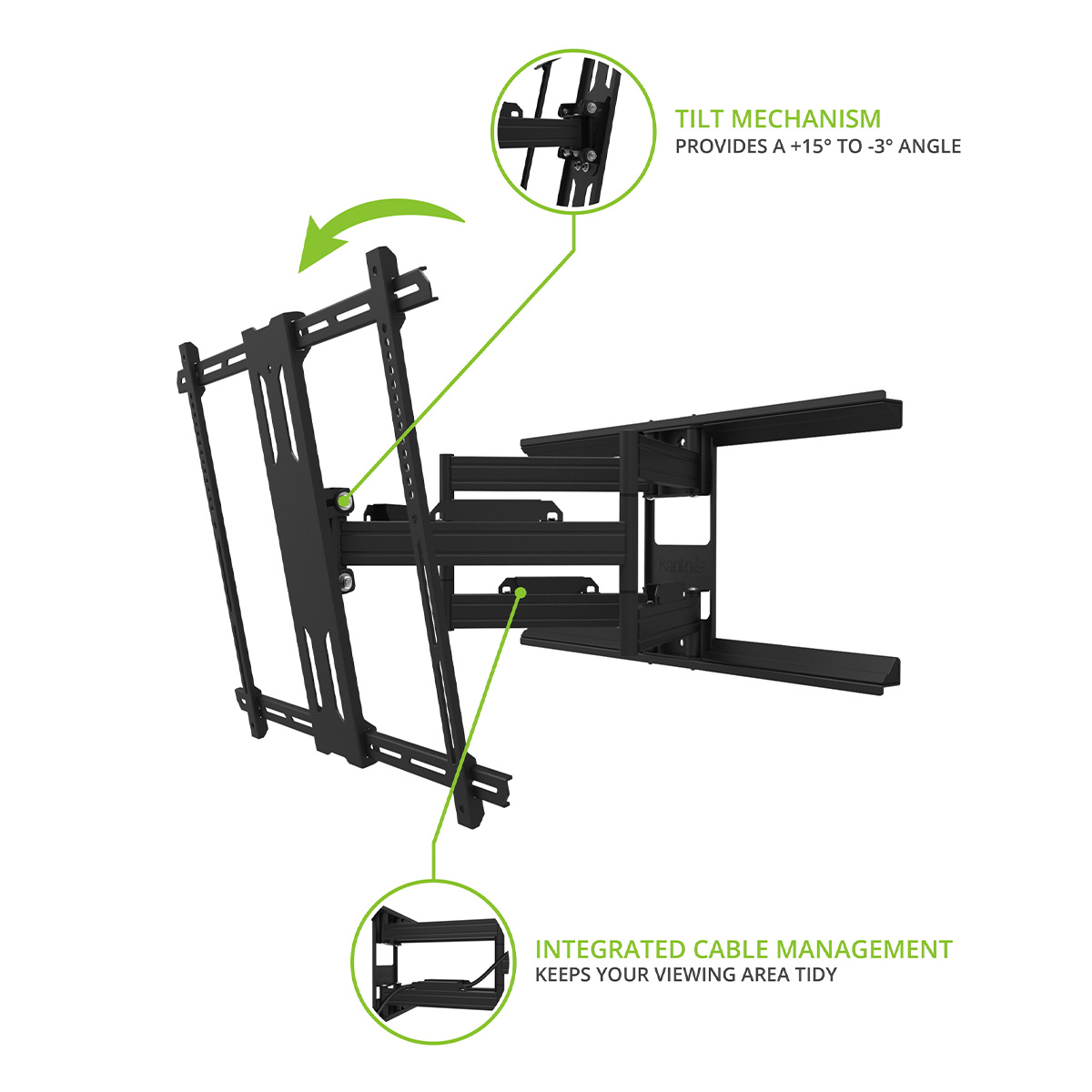 Kanto PDX700G Articulating Full Motion Outdoor Galvanized TV Mount for 42" - 100" TV - image 3 of 8