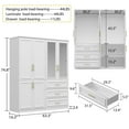 thumbnail image 2 of OXYLIFE Wardrobe Armoire Closet Cabinet with Glass Doors, Hanging Rod and 3 Drawers, 63.3" Wide, 2 of 9