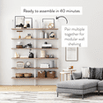 thumbnail image 3 of Nathan James Theo 6-Shelf Tall Bookcase Wall Mount Bookshelf Natural Wood Industrial Metal Frame Rustic Oak/White, 3 of 7
