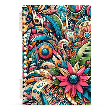 Fashion Flower Pattern Spiral Journal Notebook College Ruled Notebook 8.3" x 5.7" A5 Lined Thick Paper Page