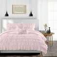 thumbnail image 1 of Duvet Cover 3 Piece Egyptian Cotton Cozy & Super Soft 600 TC Multi Ruffle Duvet Covers with Zipper Closure & Corner Ties Soft Comforter Cover (King/Cal King, Pink ), 1 of 4