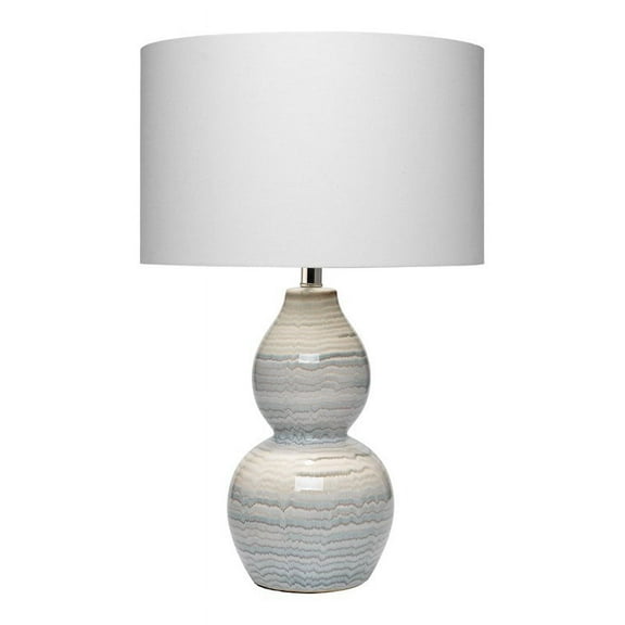 Eden Home Wave Ceramic and Linen Table Lamp in White/Blue