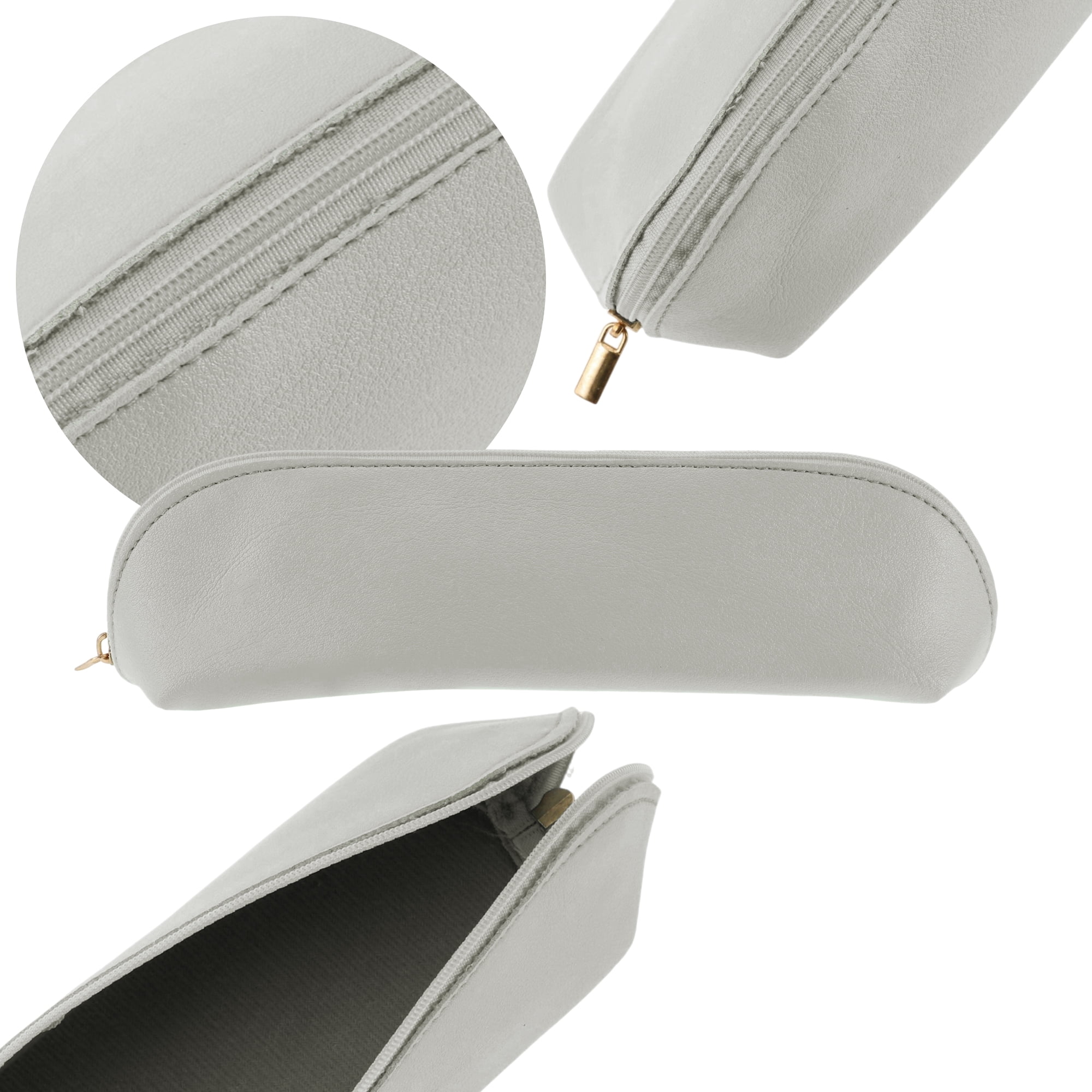 Unique Bargains Zipper Pencil Pen Case Portable Stationery Bag Gray