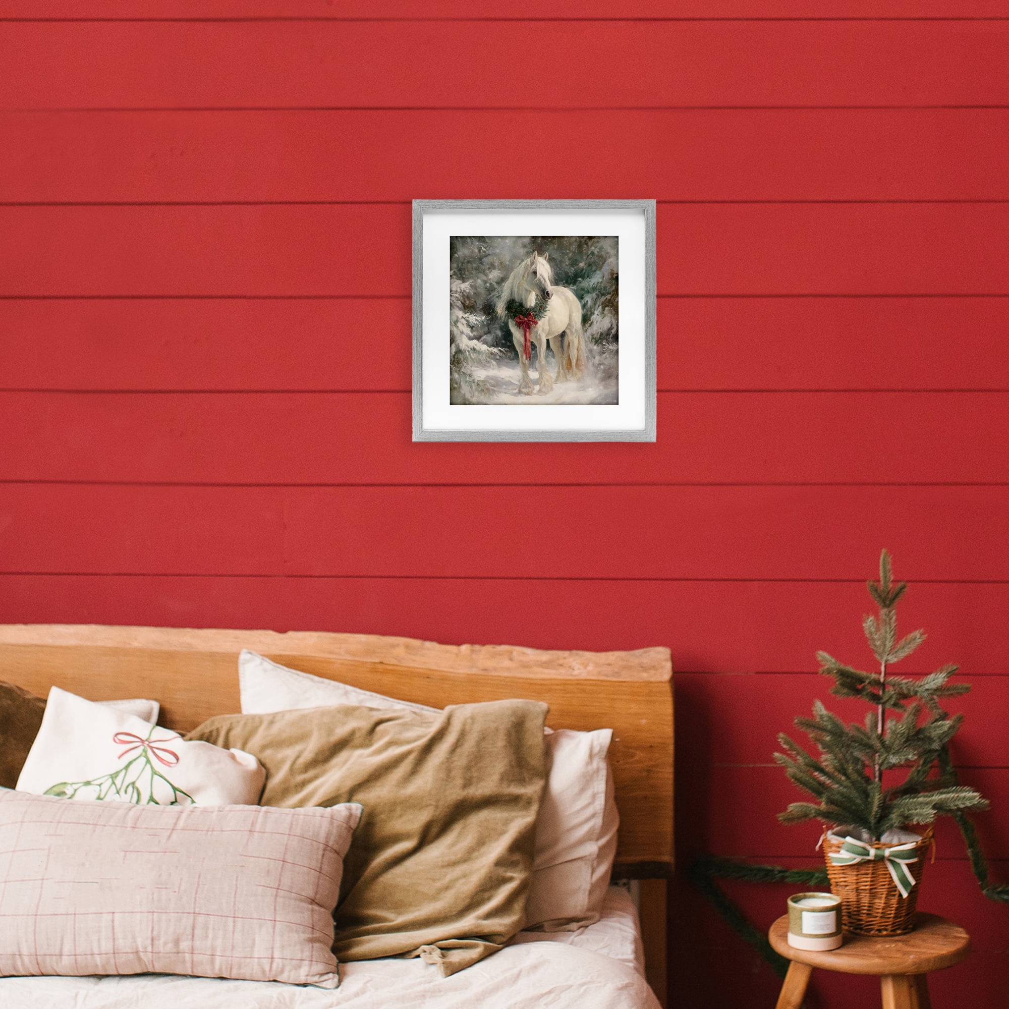 Stupell Industries Pretty Christmas Mare Gray Framed Print Under Glass, design by Tina LeCour