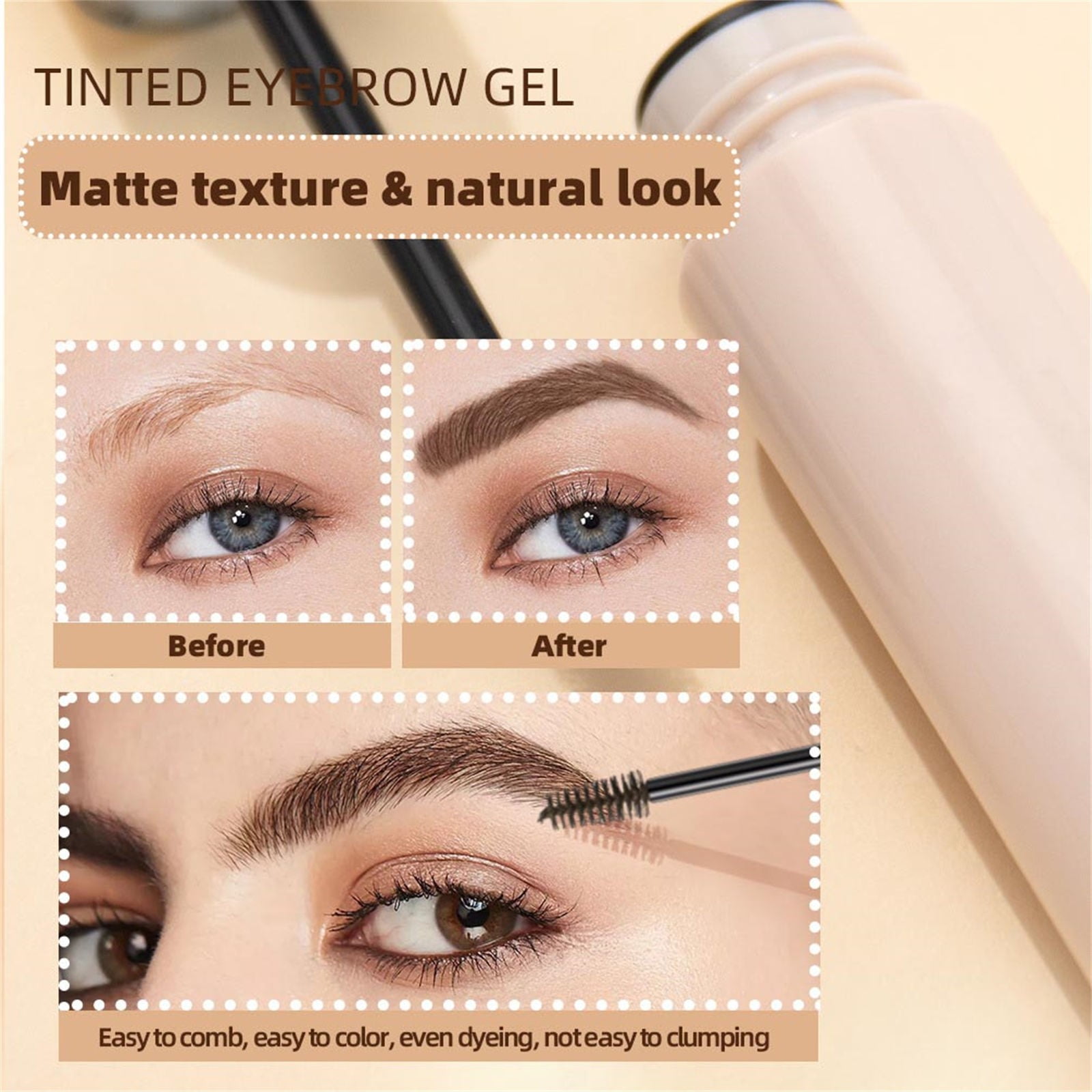 Lower Lash Mascara with Ultra-Fine Brush - Lengthening & Voluminous Lashes, Smudge-Proof Waterproof Eyelash Mascara, Quick-Drying Dense Eyebrow Dye, Non-Clumping, Holding Makeup, Natural Look 1 PC*1