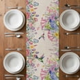 thumbnail image 4 of Table Runner 72 Inches Long for Kitchen Dining, Watercolor Flowers Dresser Scarf Farmhouse, Dining Table Decorations for Wedding/Parties, Spring Hummingbird Butterflly Floral Beige 16 x 72 In, 4 of 8
