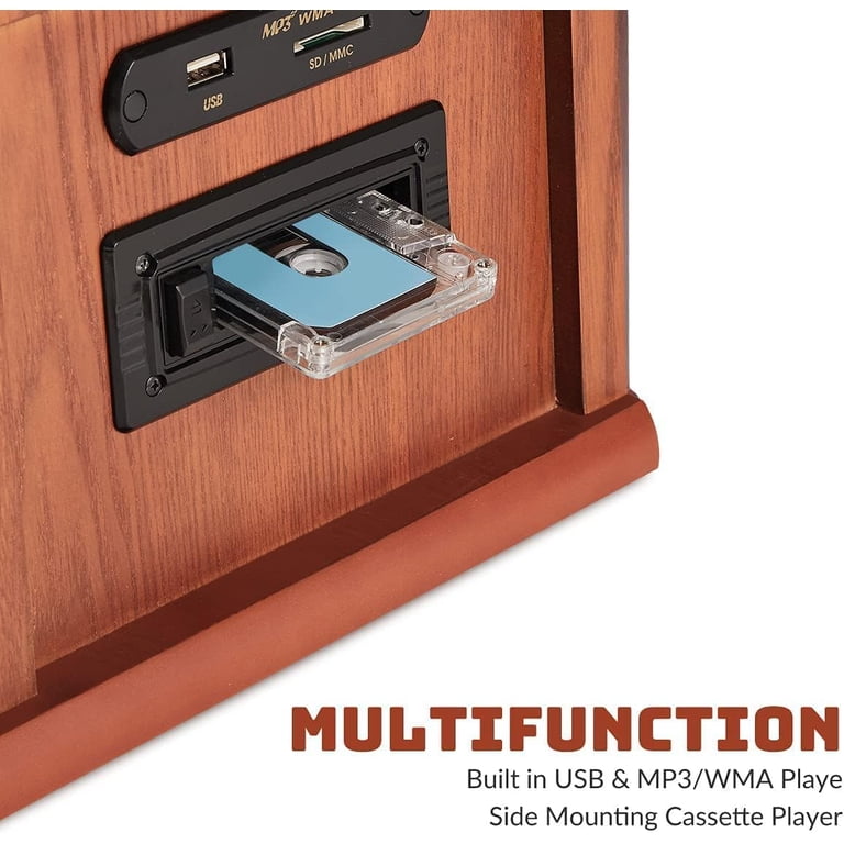 Direct Power Plus 10-in-1 Vinyl Record Player, 3-Speed Turntable