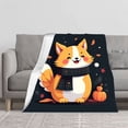 thumbnail image 2 of Cozy Flannel Blanket with Cheerful Cartoon Fox Design Perfect for Sofa Travel Bed and Chair - Warm & Durable for Autumn Vibes, 2 of 7