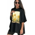 thumbnail image 3 of Plus Size Shirt for Women Black Tops for Women Oversized Short Sleeves Shirt for Women Daffodil1 T Shirt Crewneck Shirt for Women 3XL, 3 of 5