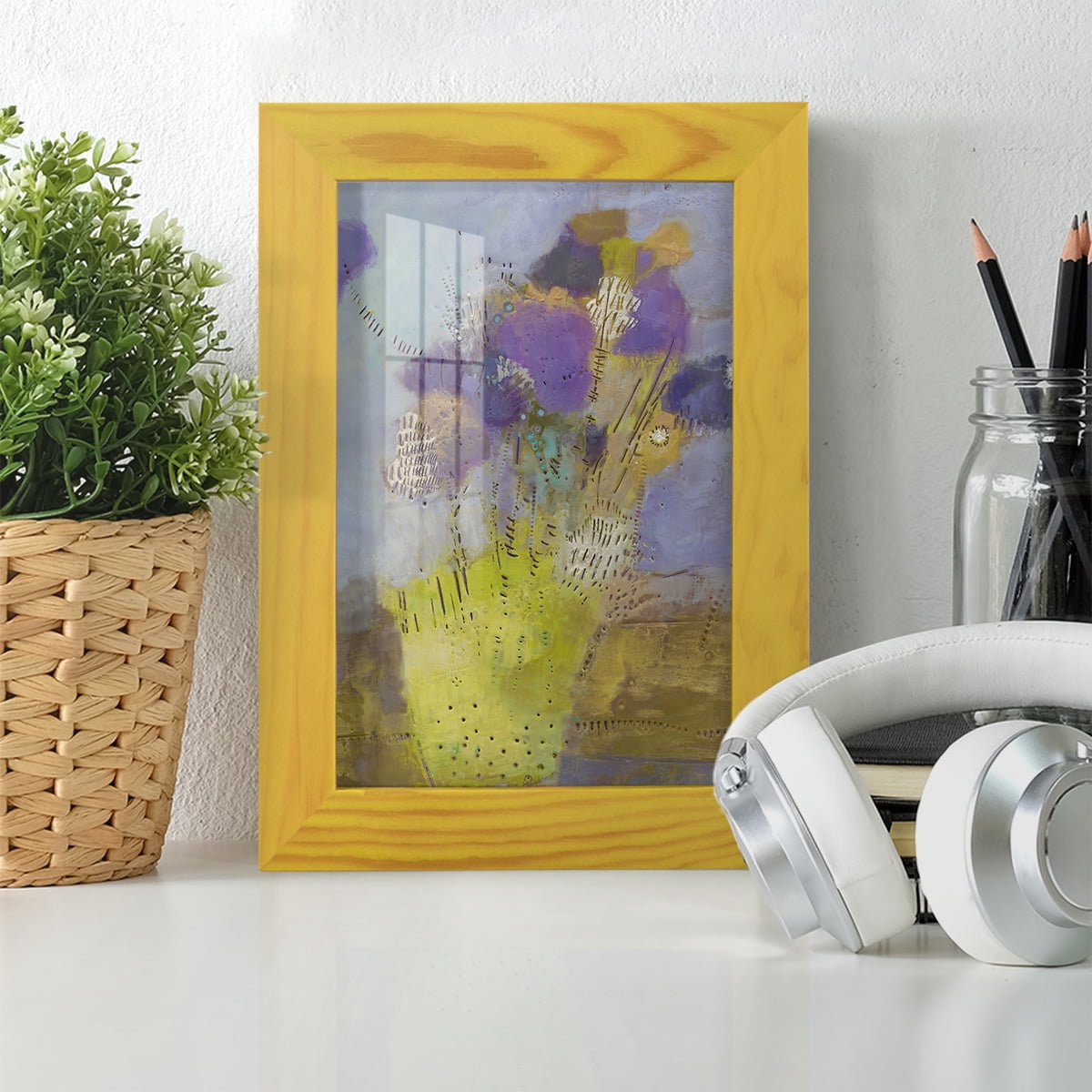 Blumen I -Framed Print w/glass-Sunflower Yellow