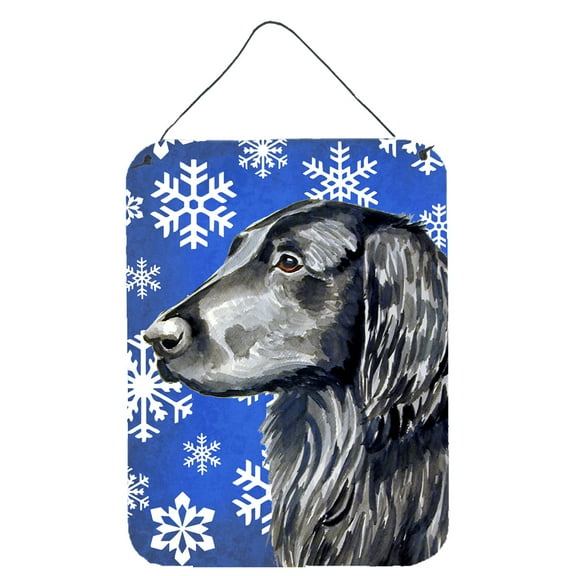 Flat Coated Retriever Winter Snowflakes Holiday Wall or Door Hanging Prints