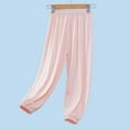 thumbnail image 3 of Fozruso Girls Stretch Pants Girls Ice Silk PantsPants Elastic High Waisted Casual Trousers For Kids Summer Flowy Stretchy Pants Sizes 4-5 Years, 3 of 6