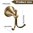 thumbnail image 3 of PickMe Antique Solid Brass Robe Hooks, Double Hook Towel Rack for Bathroom and Kitchen, Vintage Decor, Yellow, 4.1 x 4.1 in, 3 of 5
