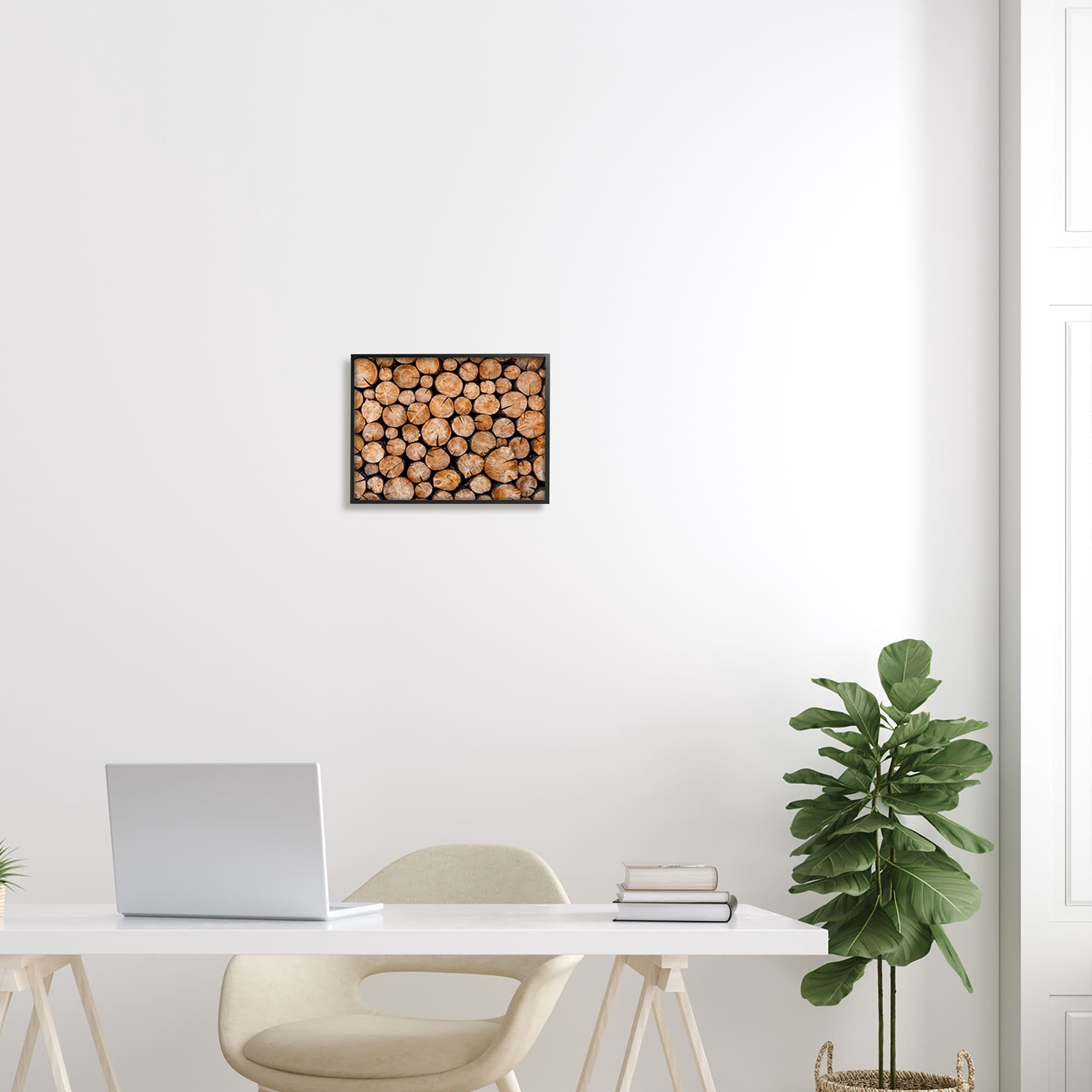Stupell Industries Tree Logs Lumber Aerial View Modern Photography Photograph Black Framed Art Print Wall Art, Design by Jeff Poe Photography