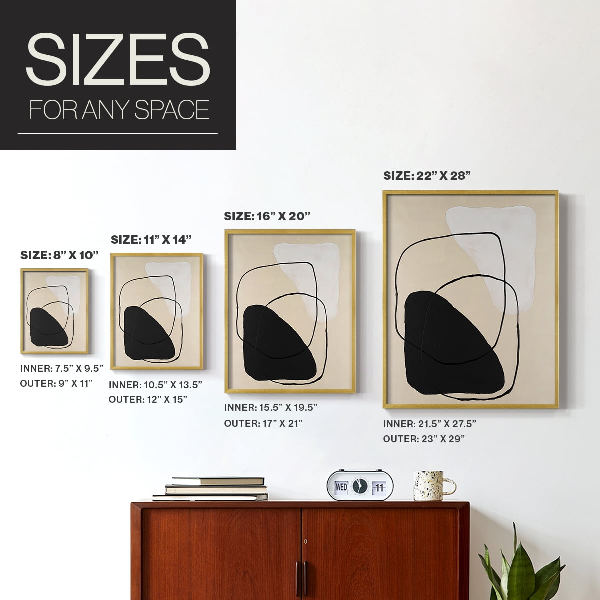 Avant Mod II Framed Print in Gold Solid Wood Framed Print No Nail Hanging