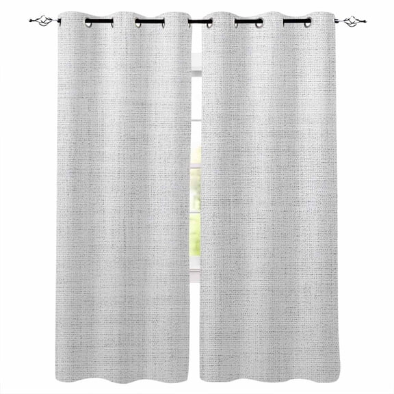 Fsddascl White Burlap Texture Blackout Curtains for Bedroom/Living Room, Thermal Insulated Kitchen Curtains, Farmhouse Vintage White Grommet Darkening Window Treatment Drapes 52"x84"x2
