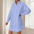 thumbnail image 2 of Casual Loose Fit Long Sleeve Shirt Pure Color Lapel Blouse Versatile Wear Elegant Basic, 2 of 6