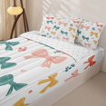 thumbnail image 3 of Homewish Colorful Ribbon Bow Kids Zipper Twin Comforter Sets with Fitted Sheet and 2 Pillowcases,Watercolor Cute Bowknot Zipper Bedding Set For Girls,Reversible,4-Piece, 3 of 7