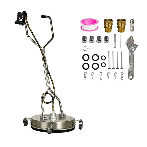ECCPP 20 Inch Pressure Washer Surface Cleaner with 4 Wheels Stainless Steel for Household Cleaning 3/8" Quick Connector