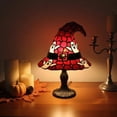 thumbnail image 2 of Luyimi Halloween Witch Hat Stained Glass Table Lamp, Vintage Tiffany Style Night Light with Ghost Bat Skull, Retro Accent Lamp for Mantel Shelf Bedroom Fall Gothic Home Decor Holiday Gift B, 2 of 6