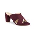 thumbnail image 1 of BLISSFUL STEP Sandales pour Femmes à Talons Blocs à Brides Croisées Mules Sandales à Enfiler Bourgogne 8, 1 of 8