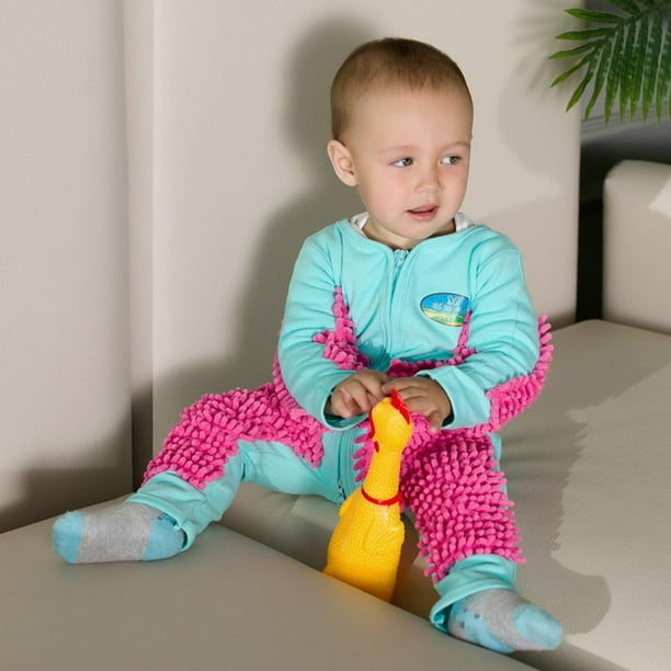 Mameluco de trapeador de bebe para y ninas ropa de manga larga mono de traje de trapeador de limpieza infantil Azul claro rojo 90cm Zulema